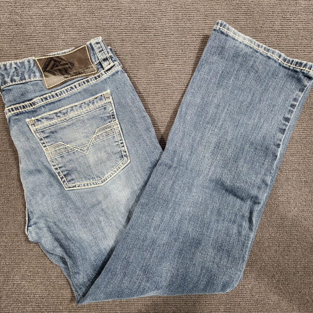 Rock & Roll Cowboy Pistol Straight Jeans Women 34x32 Blue Denim‎ Regular Leg